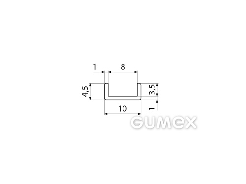 Silikónový profil tvaru "U", 4,5x10/8mm, 50°ShA, -60°C/+180°C, transparentný